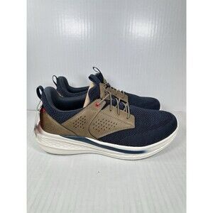 Size 9.5 SKECHERS Slade Breyer Navy/Tan Extra Wide Relaxed Fit Sneaker Shoe NEW